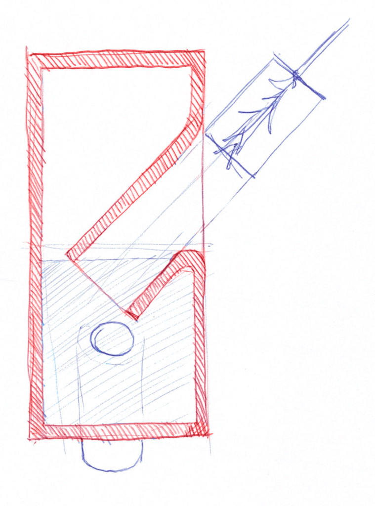 design ideation sketch for an indoors vertical garden